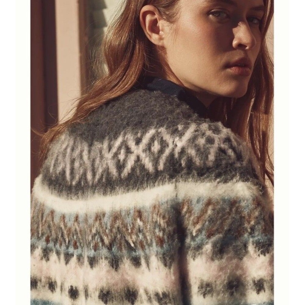pilcro Fair Isle Oversized sweater anthropologie Blue One Size - Picture 3 of 10